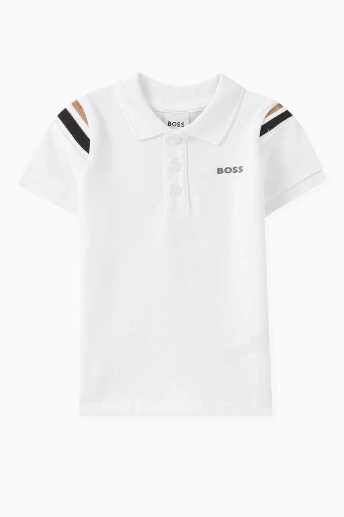 Stripe Polo Shirt in Cotton-piqué, White