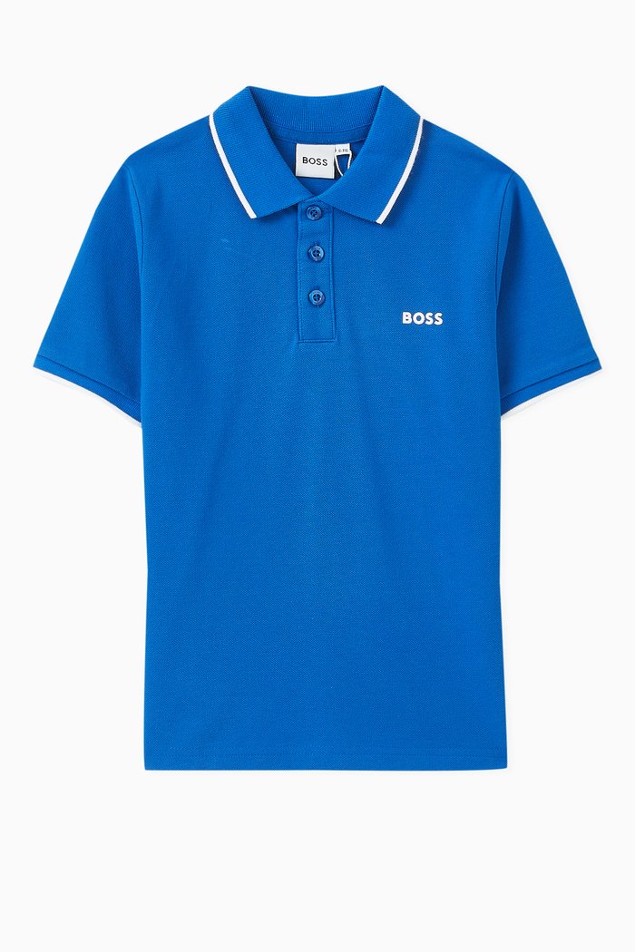

Logo Polo Shirt in Cotton Piqué, Blue