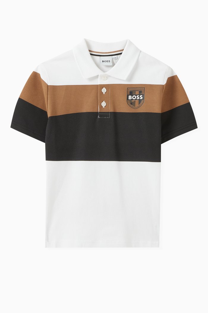 

Logo-print Striped Polo Shirt in Cotton-piqué, White