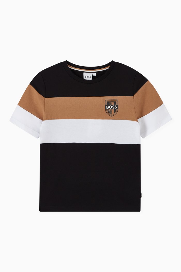 

Logo Stripe T-shirt in Cotton, Black