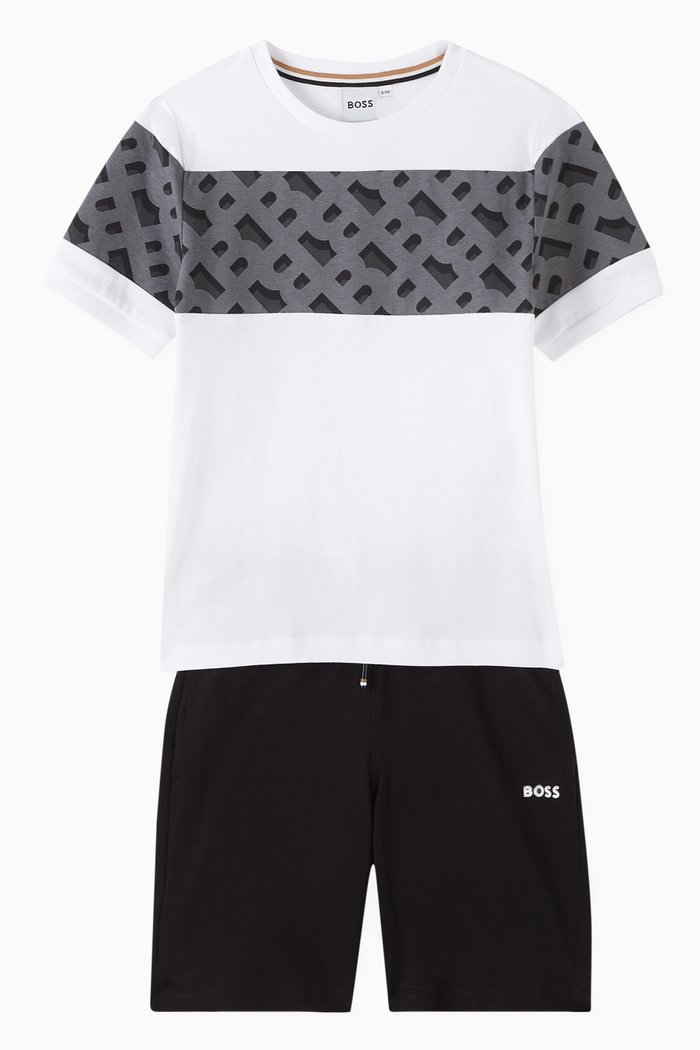 

Logo T-shirt & Shorts Set in Cotton, White