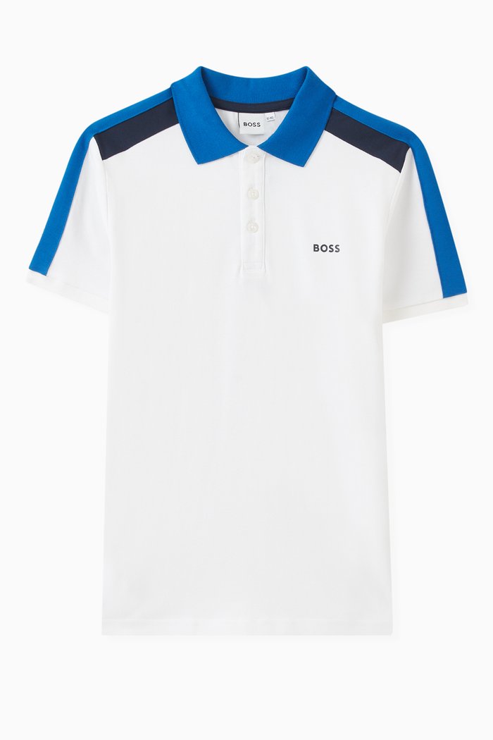 

Stripe Logo-embroidery Polo Shirt in Cotton, White