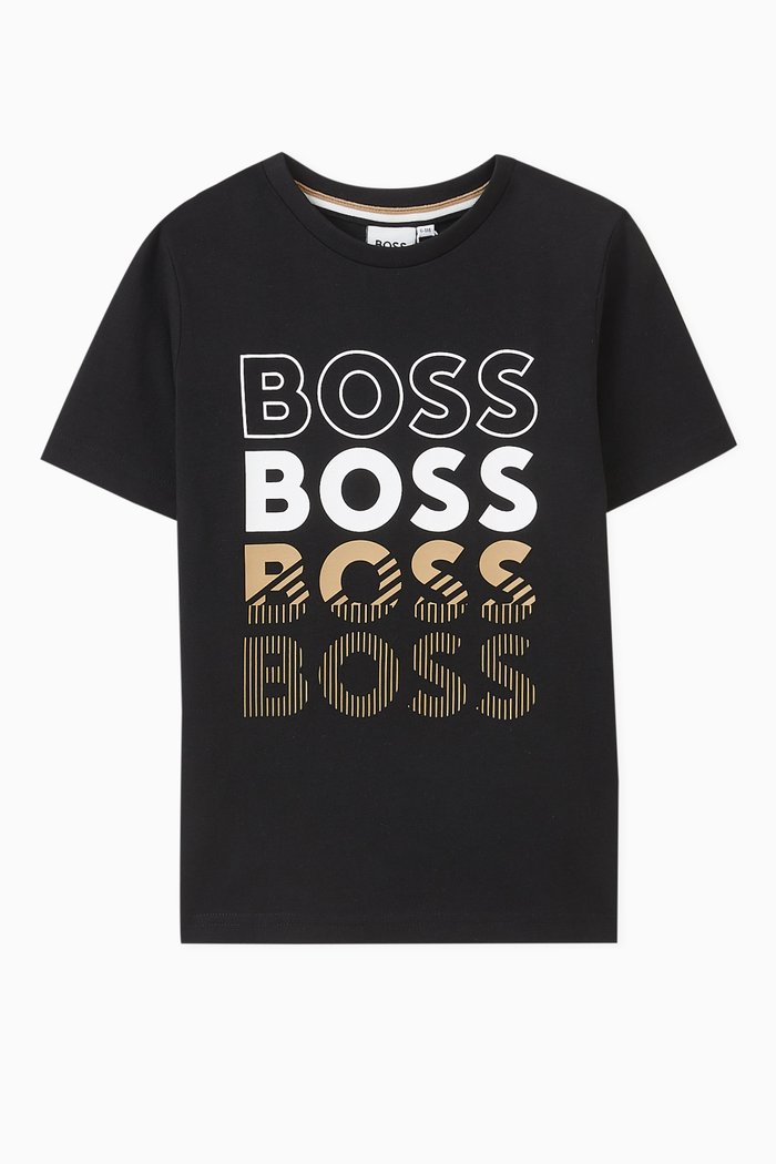 Graphic Logo Print T-shirt in Cotton Jersey, Black