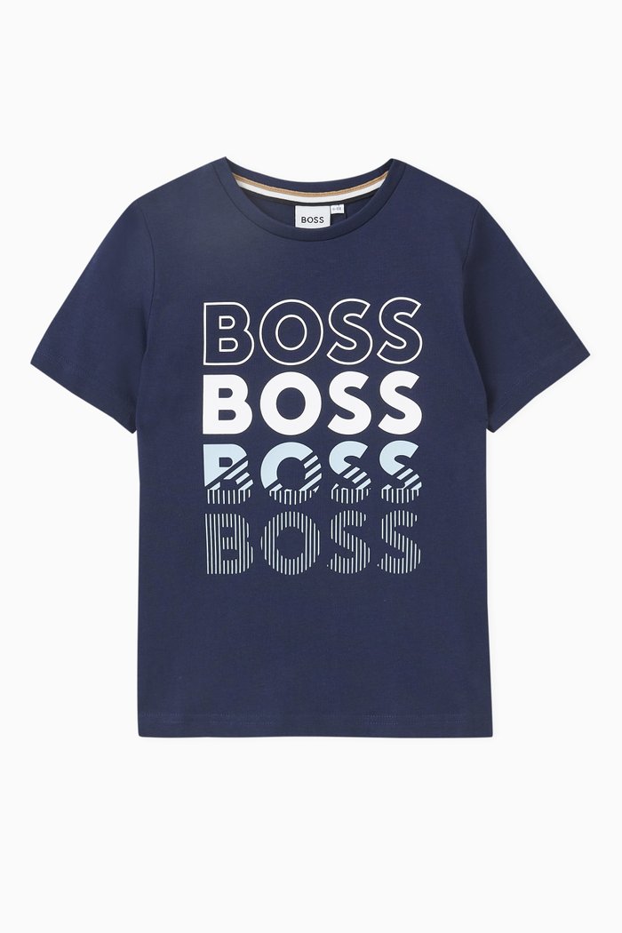 

Graphic Logo Print T-shirt in Cotton Jersey, Blue