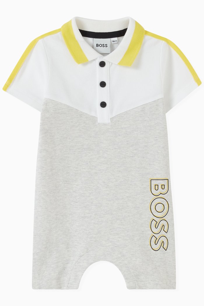 

Vertical Logo-print Romper in Cotton, Grey