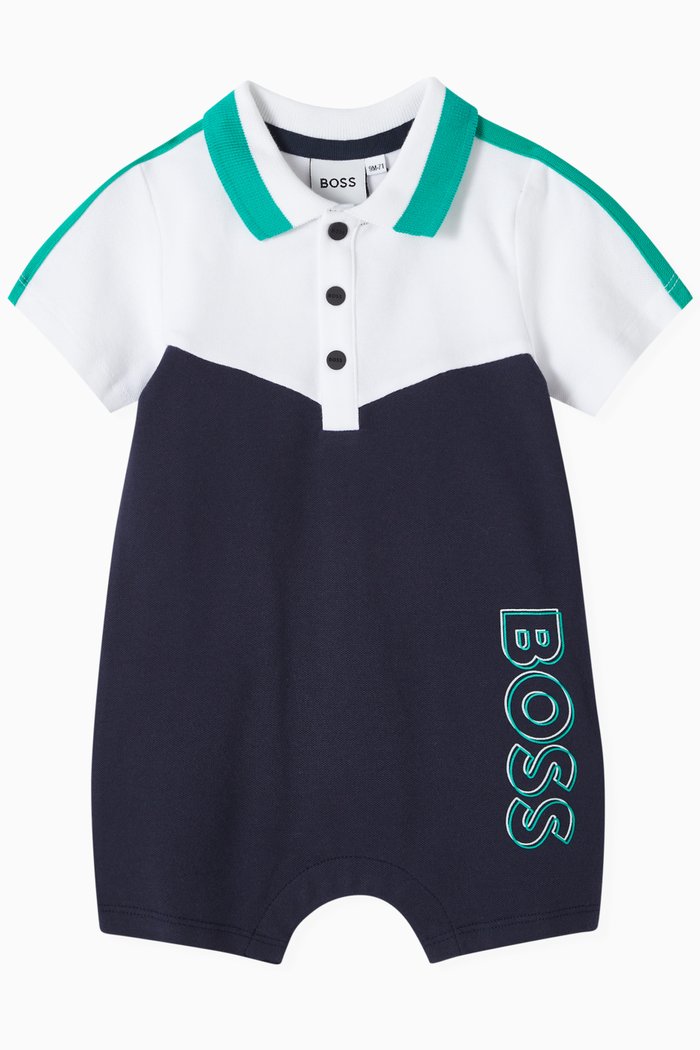 

Vertical Logo-print Romper in Cotton, Blue