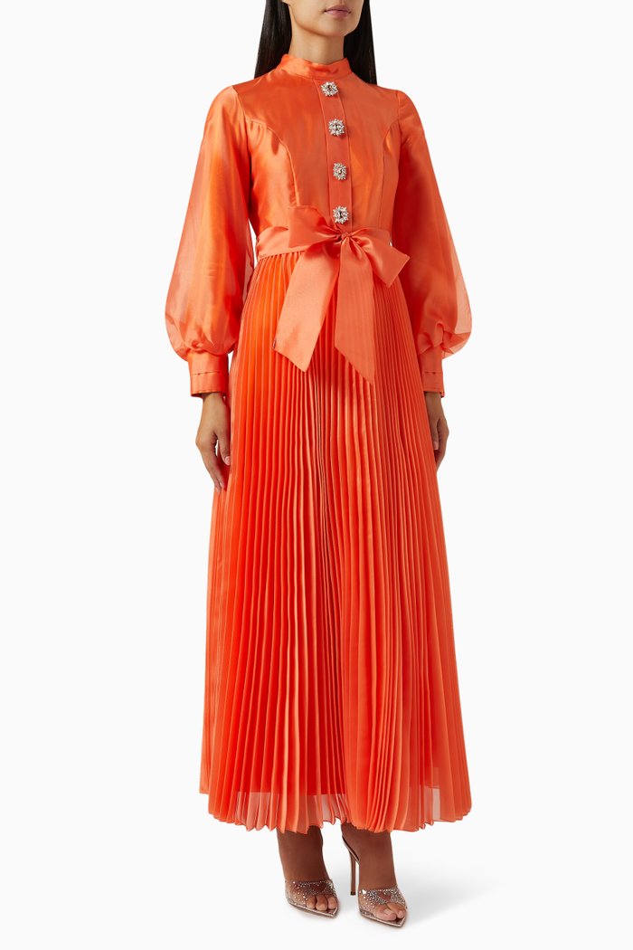 

Latina Pleated Maxi Dress, Orange