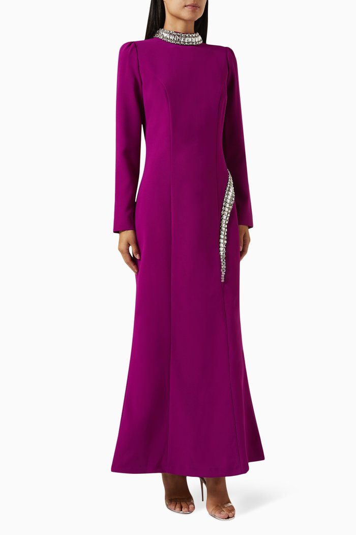 

Adel Crystal-trim Maxi Dress, Purple