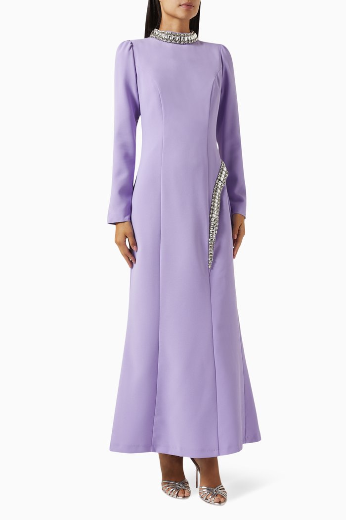 

Adel Crystal-trim Maxi Dress, Purple