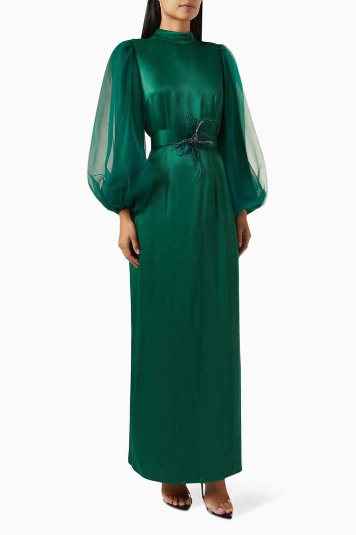 

Elenora Belted Maxi Dress, Green
