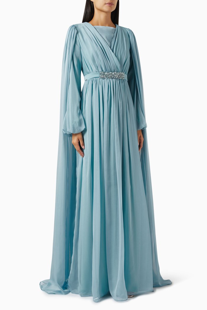 

Valez Cape-sleeve Maxi Dress, Blue
