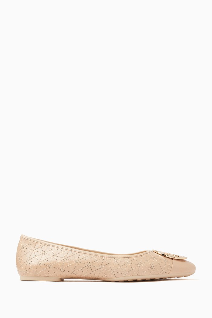 

Claire Cap-toe Ballet Flats in Quilted Leather, Neutral
