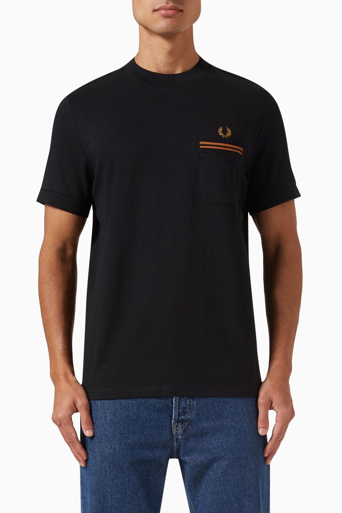 Twin Tipped Pocket T-shirt in Cotton-jersey, Black