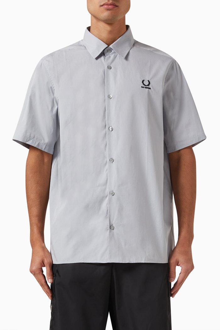

x Raf Simons Embroidered Shirt in Cotton, Grey