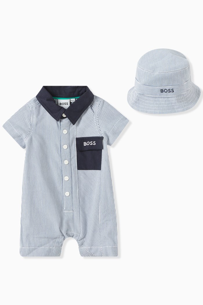 

Striped Romper Gift Set, Blue