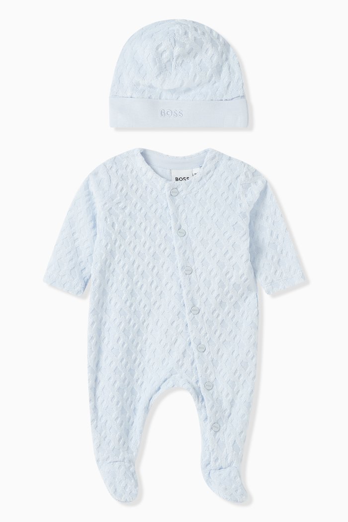 

Monogram Pyjama Gift Set in Cotton, Blue