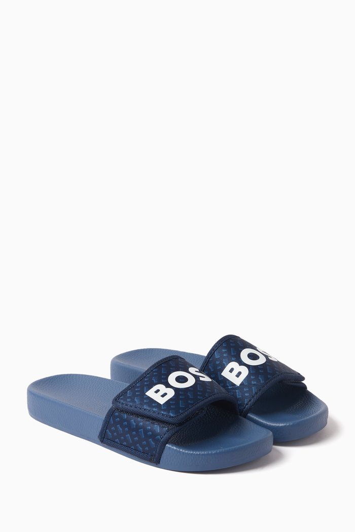 Logo-print Slides, Blue