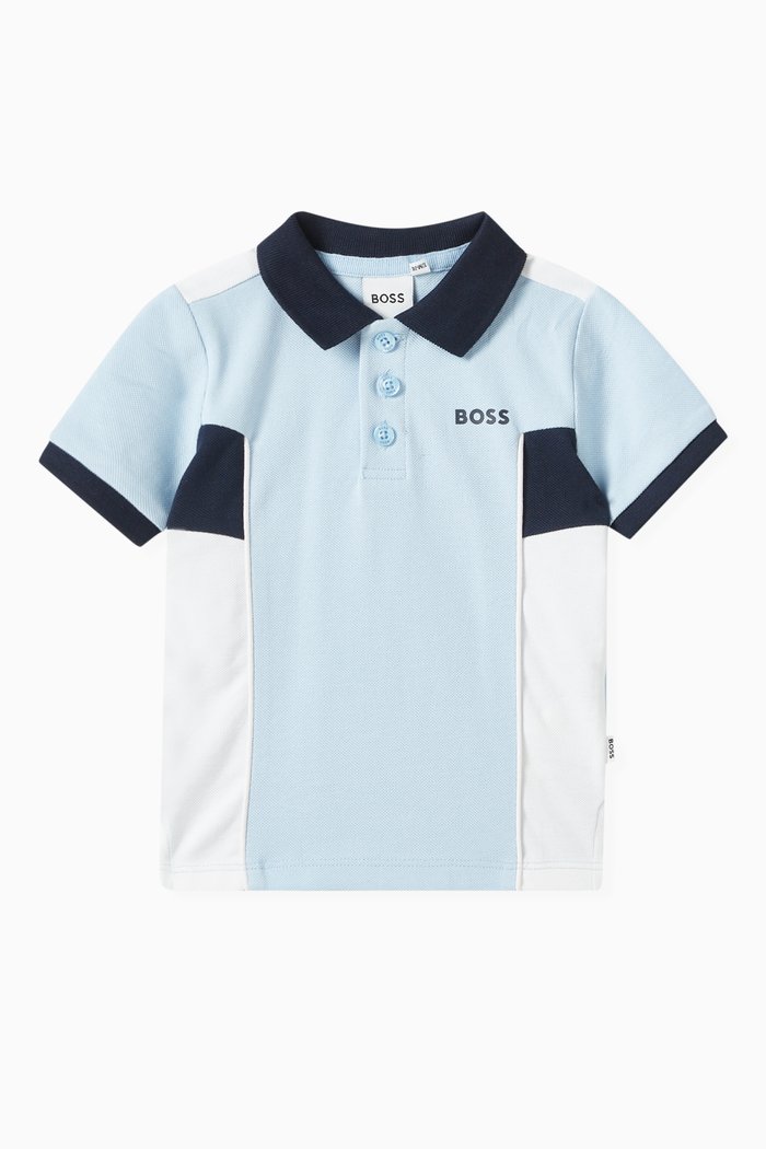 

Stripe Logo-embroidery Polo Shirt in Cotton, Blue