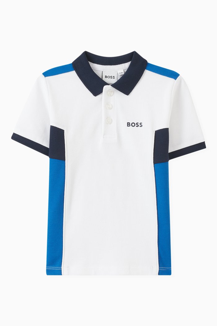 

Stripe Logo-embroidery Polo Shirt in Cotton, White