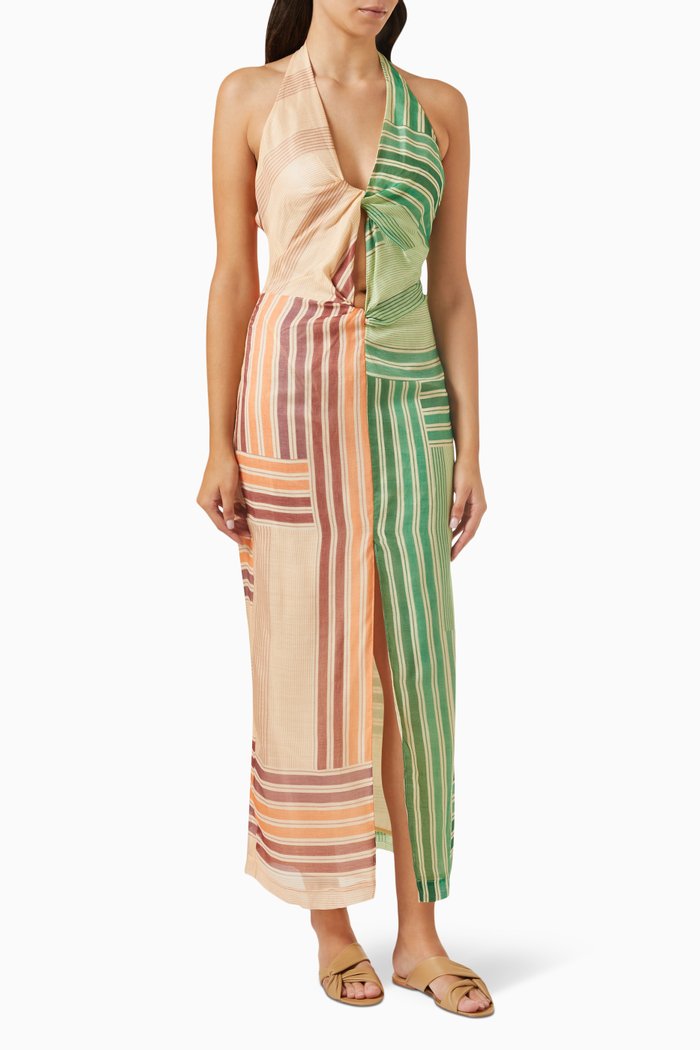 

Marisol Twist Midi Dress in Silk Wool Blend, Multicolour