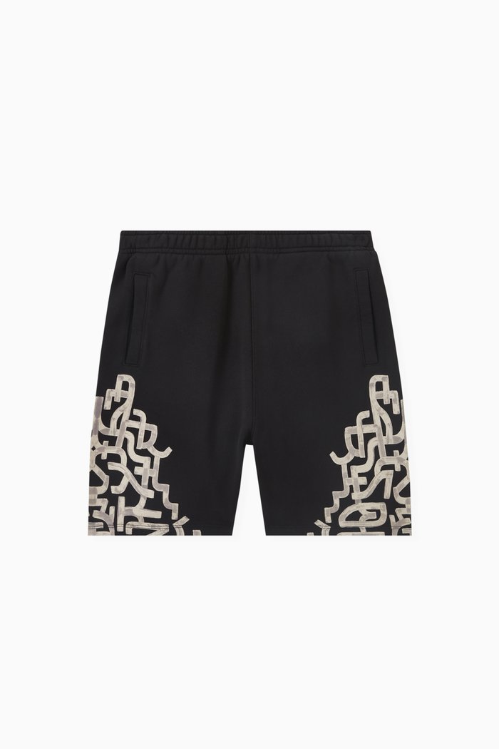 

Graffiti Wings Relaxed Sweatshorts in Cotton, Black