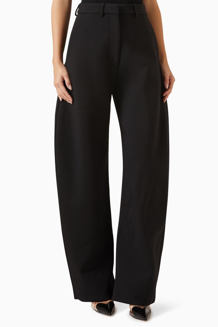 

Round Balloon Pants in Stretch Wool, Black