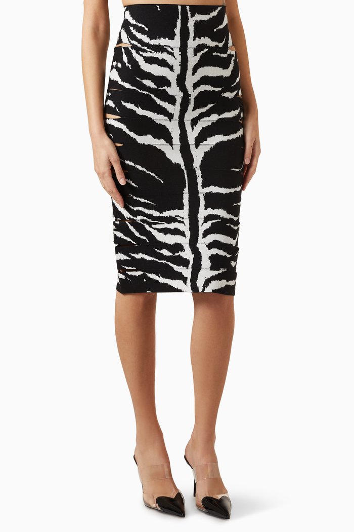 

Cut-out Pencil Skirt in Jacquard-knit, Multicolour