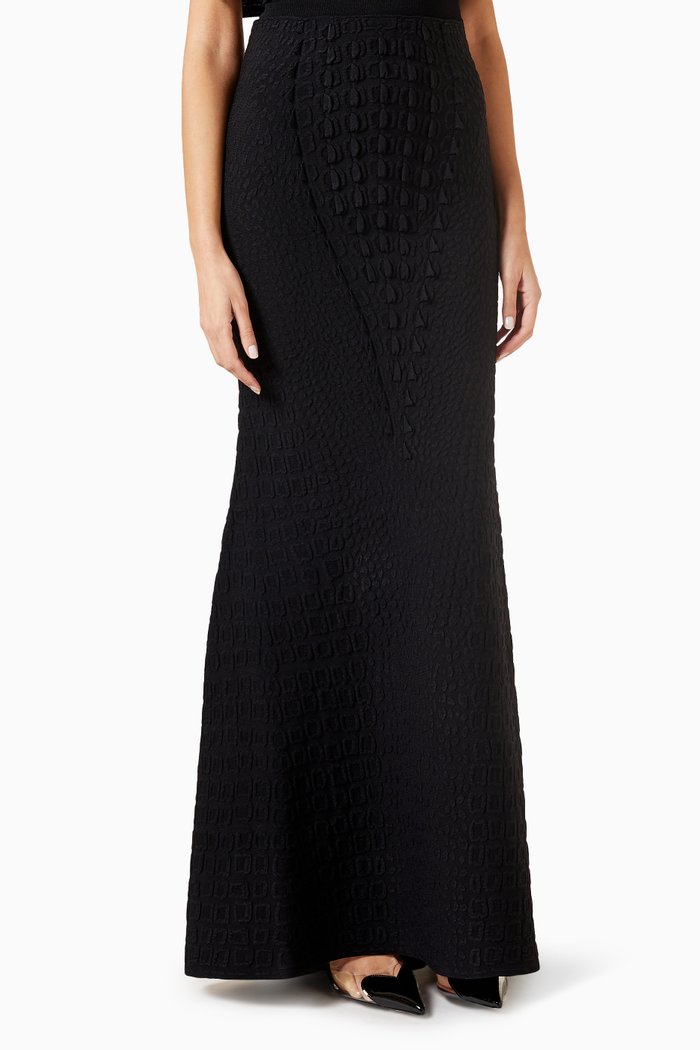 

Maxi Skirt in Croco Jacquard, Black