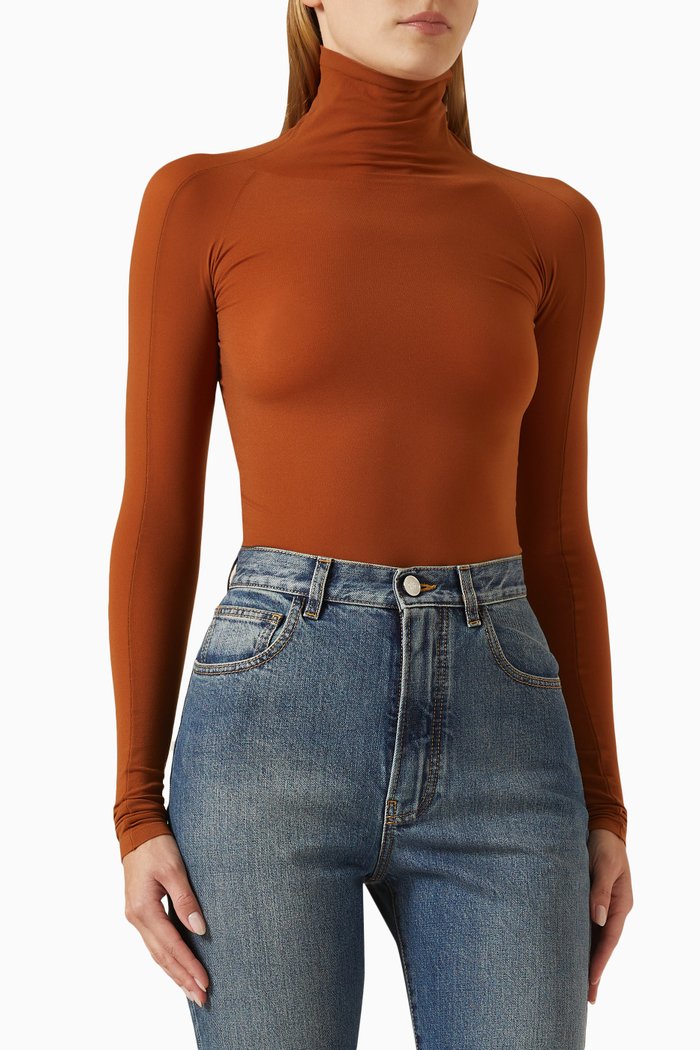 

Second Skin Bodysuit in Knit, Brown
