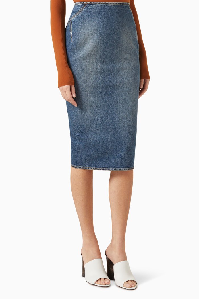 

Pencil Skirt in Denim, Blue