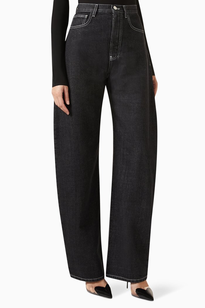 

Round High-waist Jeans in Denim, Black