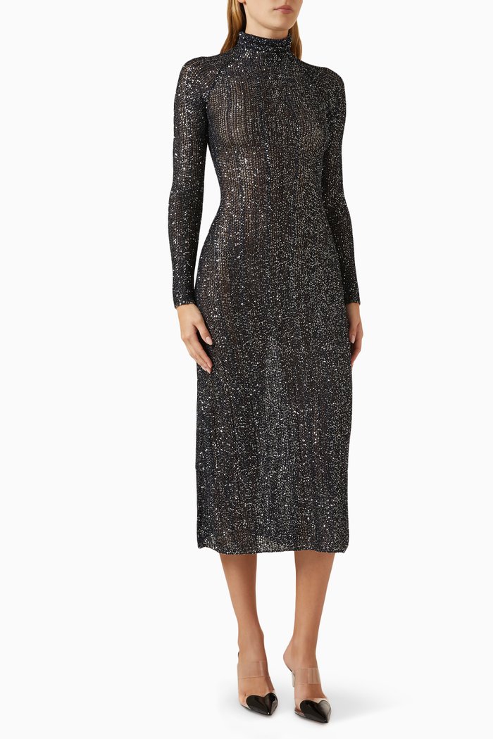 

High Neck Dress in Viscose, Multicolour