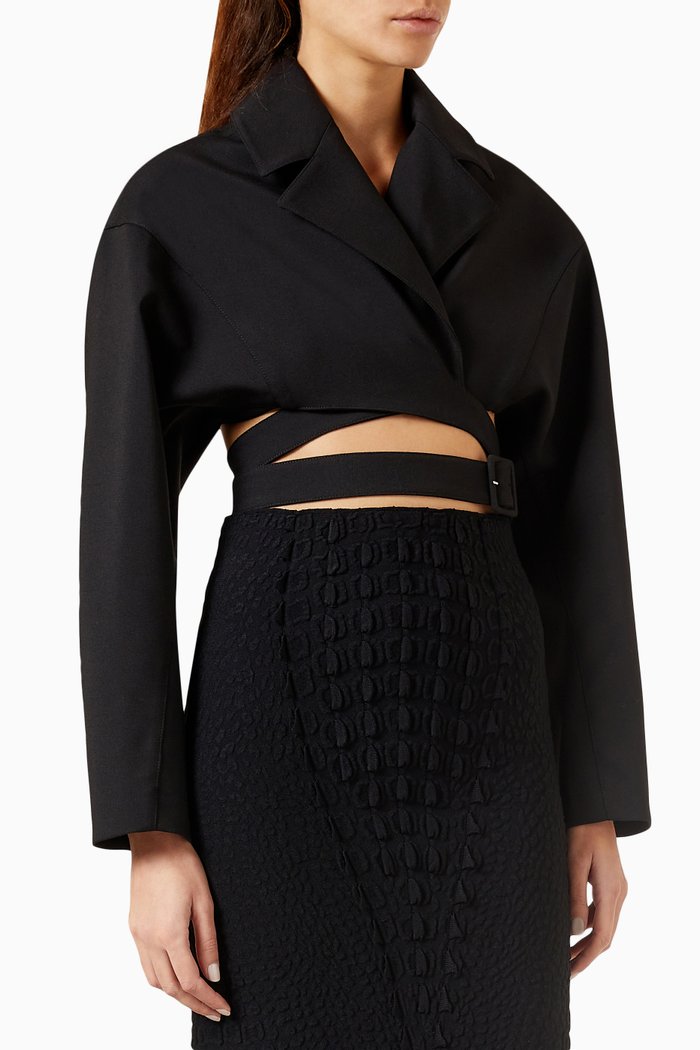 

Cross-over Jacket in Virgin Wool, Black