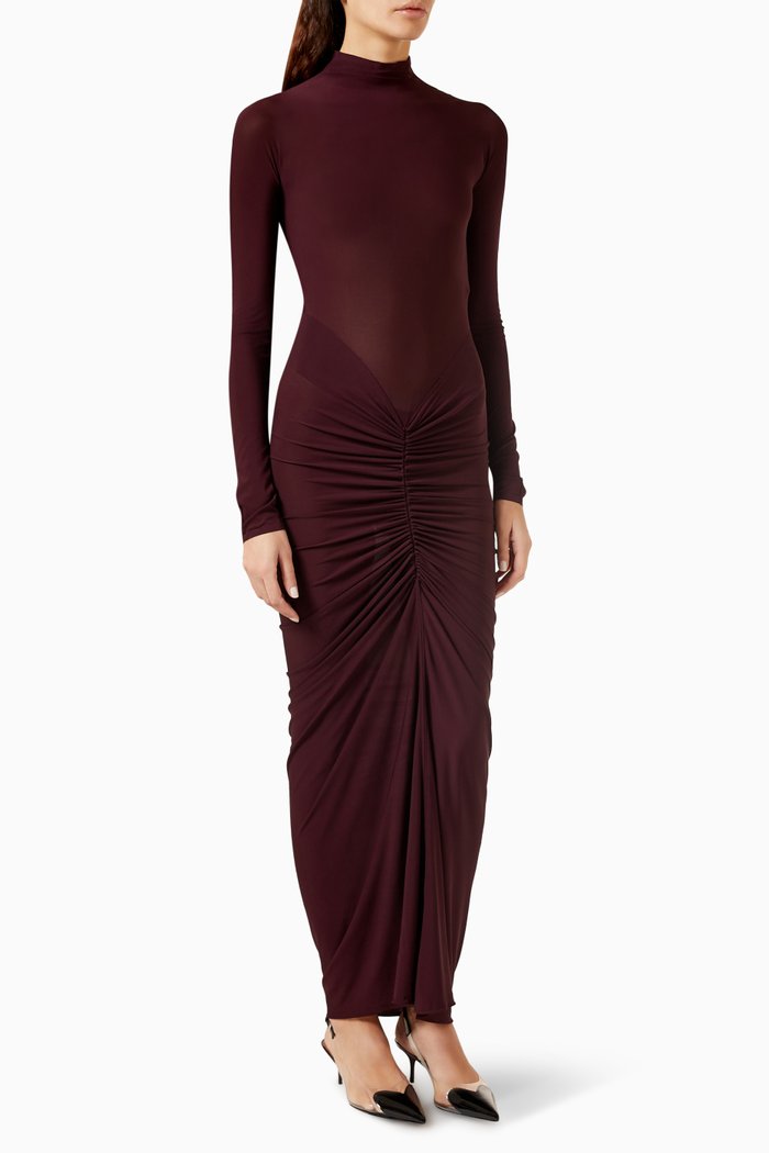

Draped Maxi Dress in Stretch-jersey, Red