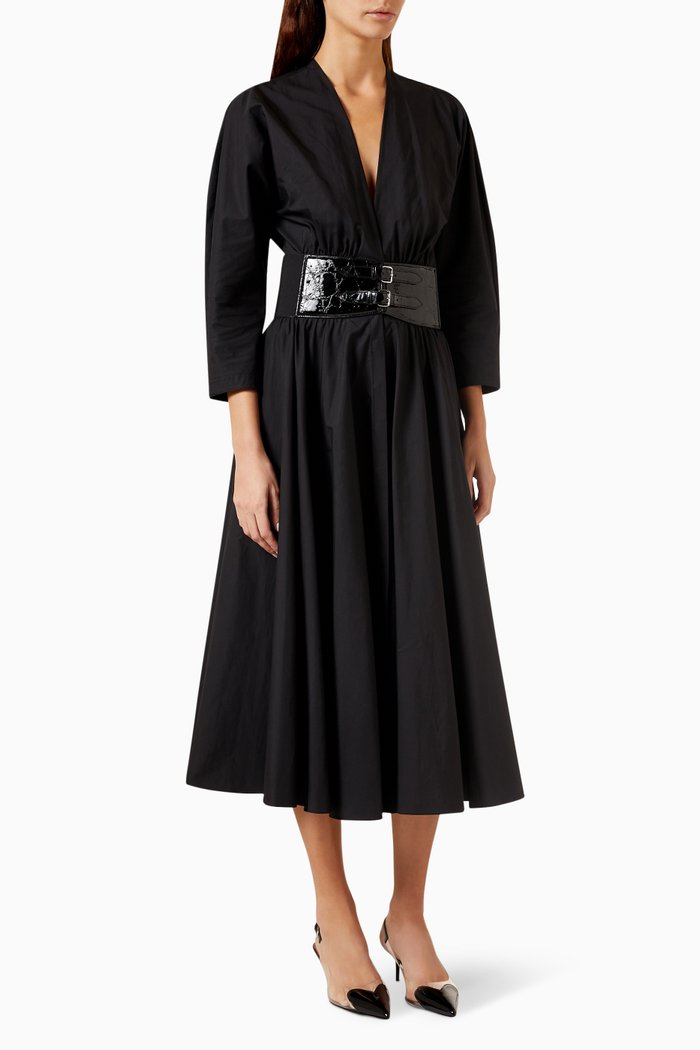 

Belted Dress in Japanese Poplin, Black