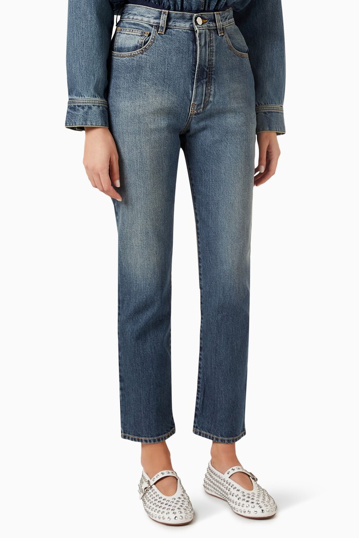 

High-waist Jeans in Denim, Blue