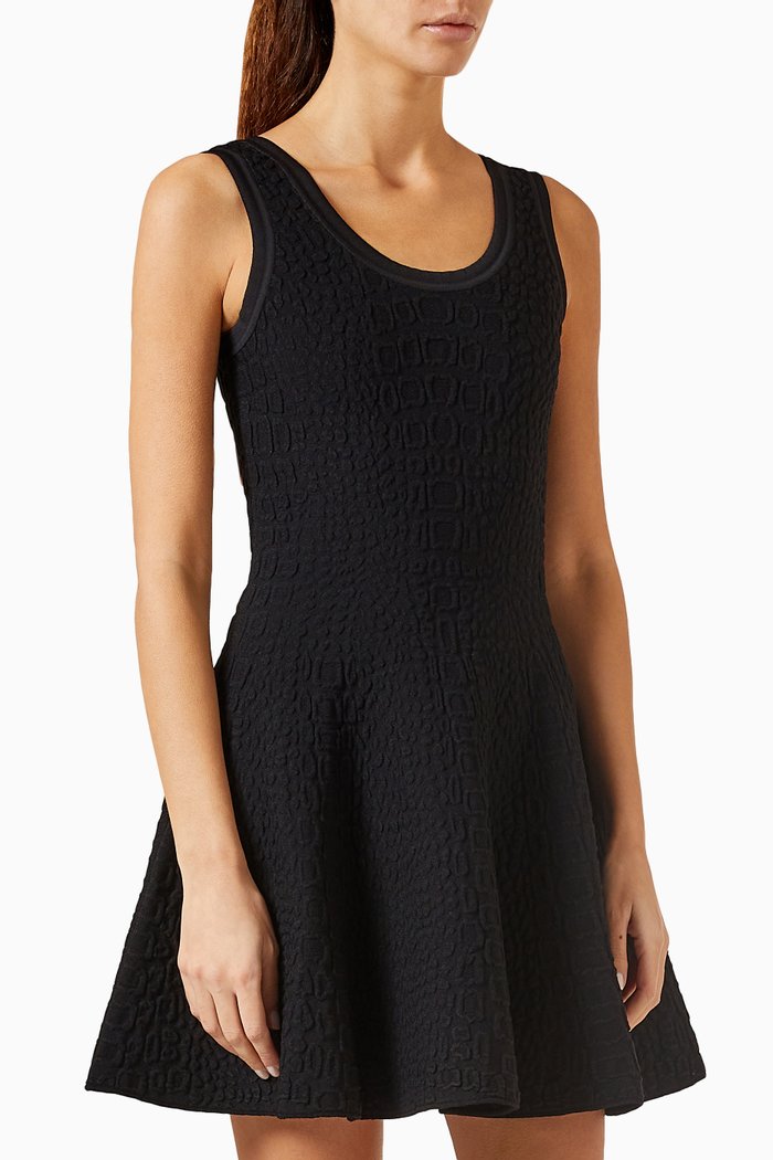 

Skater Dress in Croco Boucle Jacquard, Black