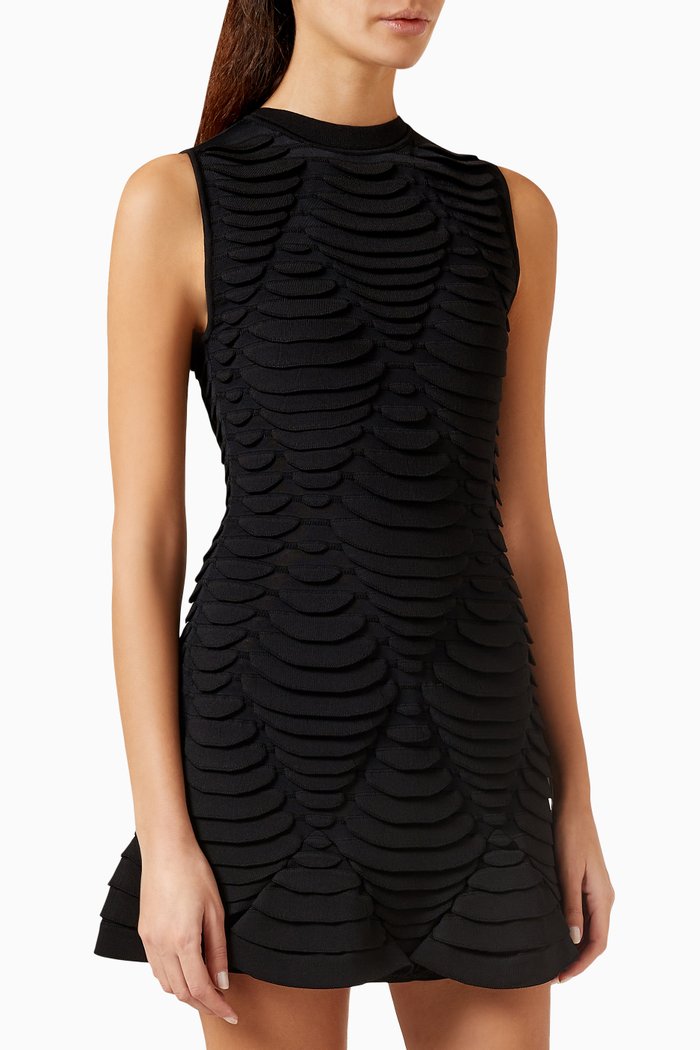 

3D Python Mini Dress, Black