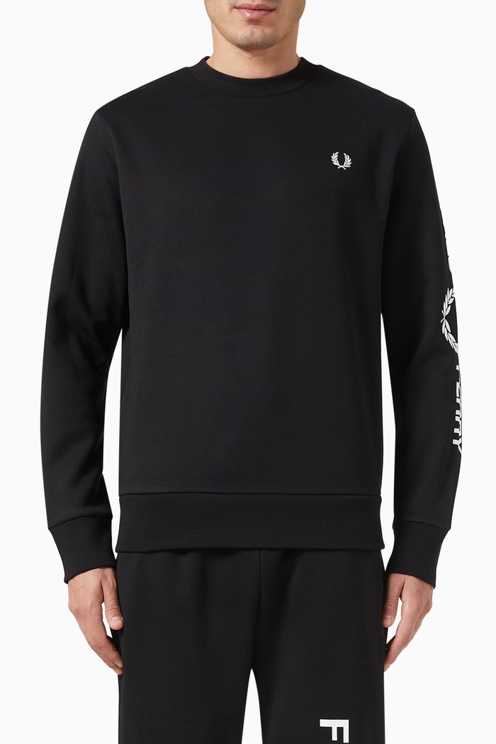 

Logo-print Sweatshirt in Cotton Fleece, Black