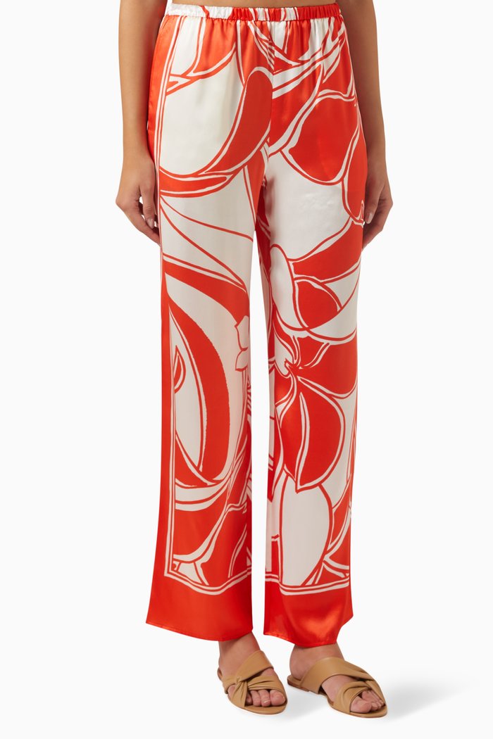 

Ramona Wide-leg Pants in Silk, Red