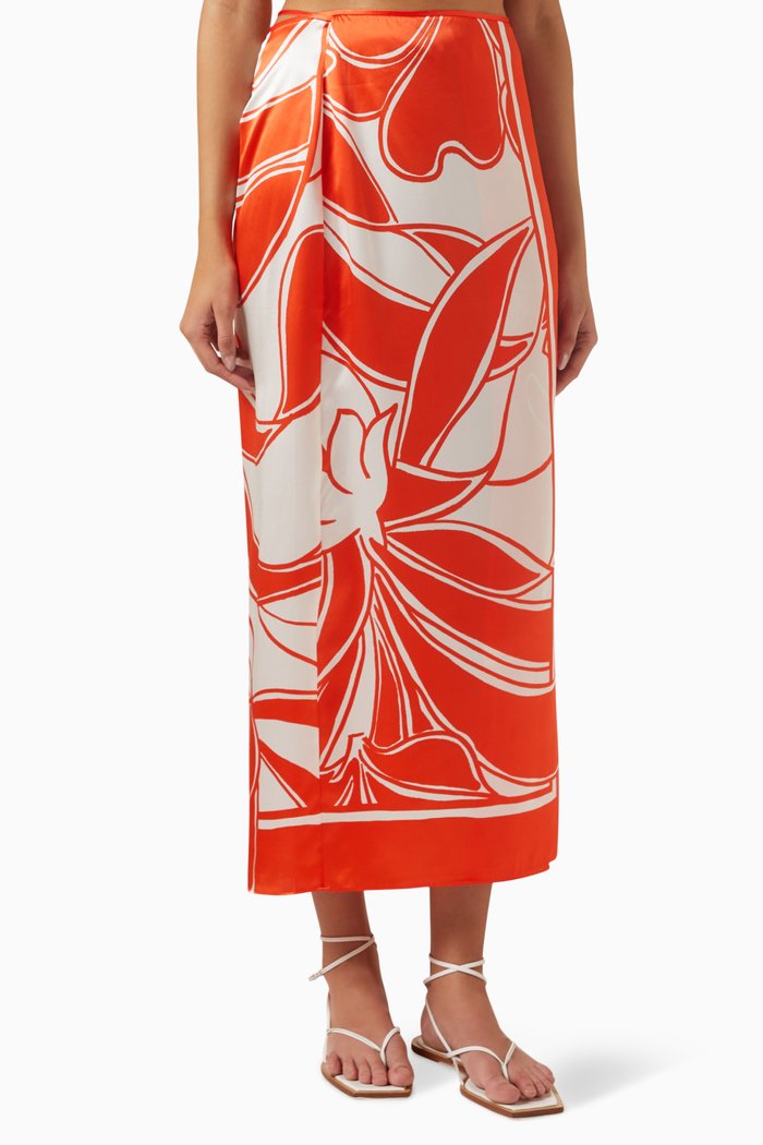 

Ramona Wrap Skirt in Silk, Red