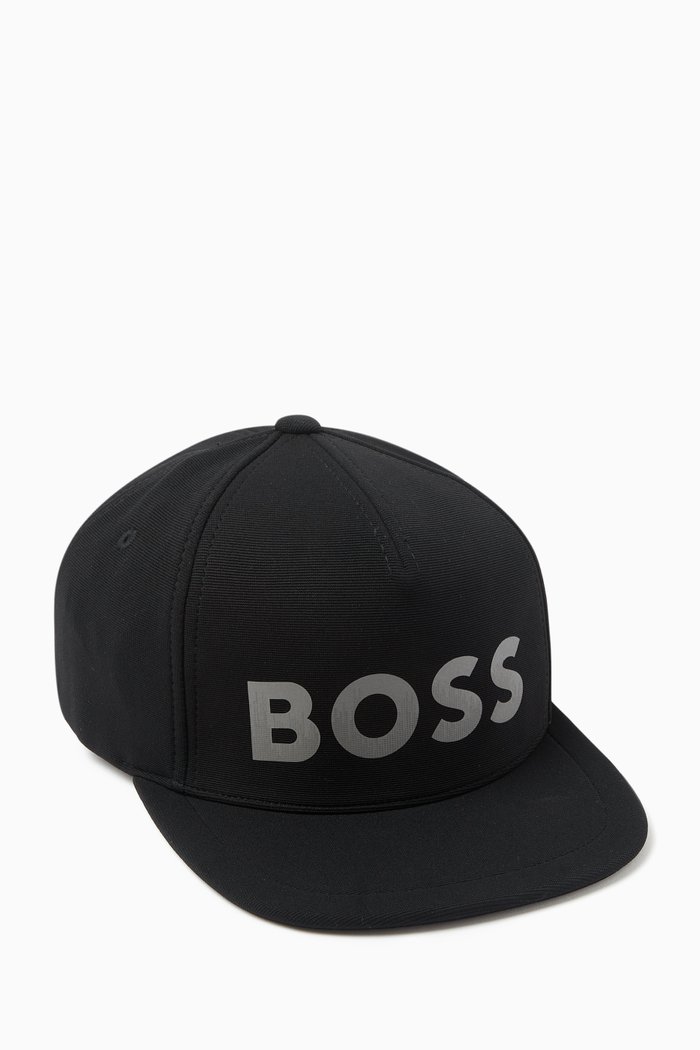 Deep Cut Logo Cap in Stretch-jersey, Black
