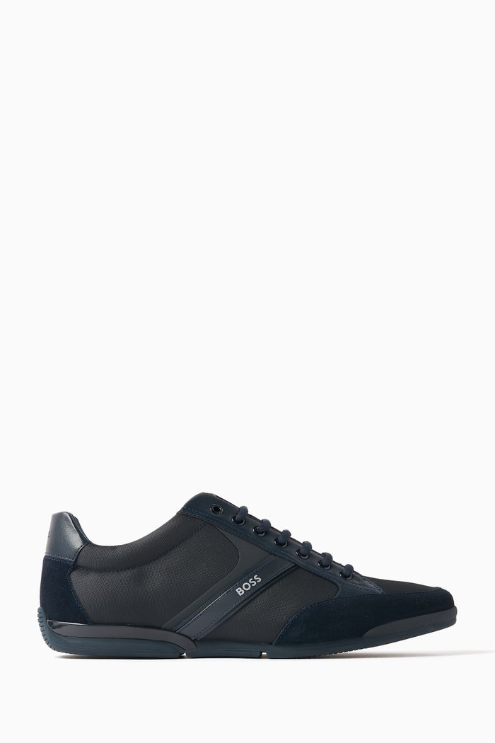 

Mixed-material Sneakers in Suede & Faux Leather, Blue