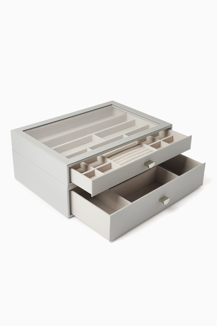 

Supersize 2-layer Drawer Set Jewellery Box, Grey