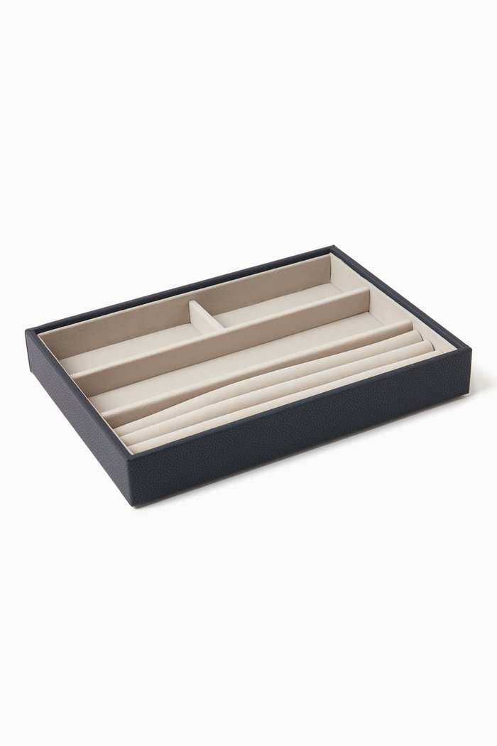 Classic Ring Bracelet Layer Jewellery Box, Blue