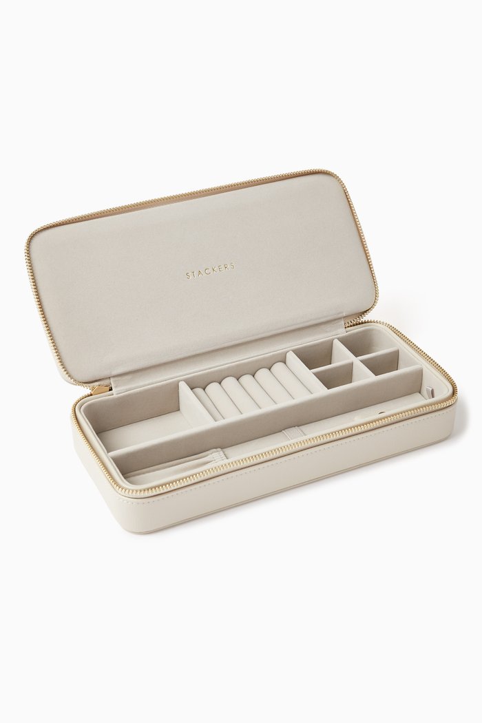 

Large Sleek Necklace Travel Jewellery Box, Neutral