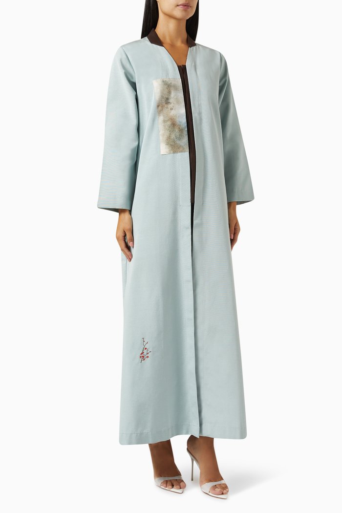 

Graphic-print Abaya in Cotton, Blue