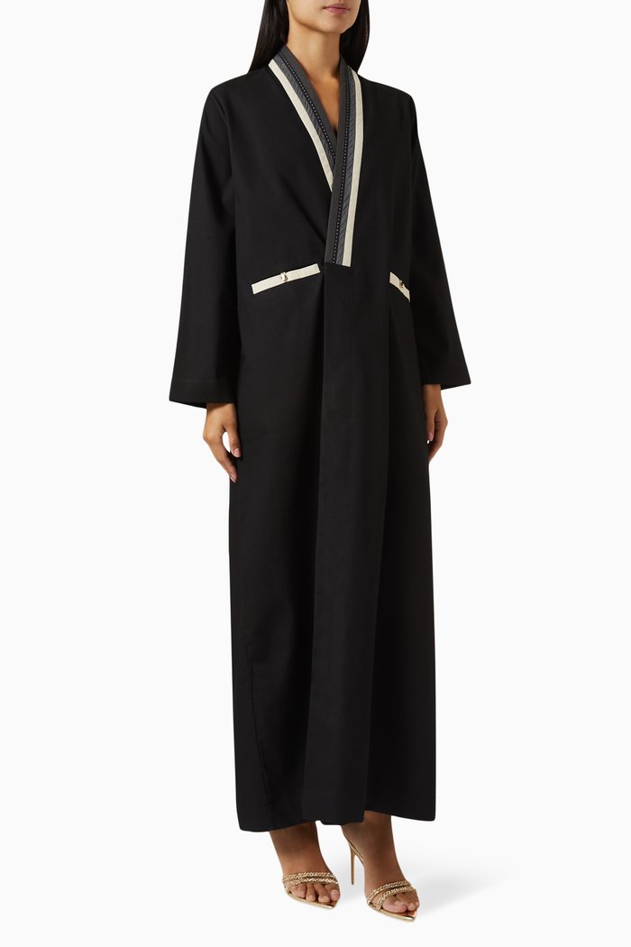 

Suit Abaya in Cotton-blend, Black