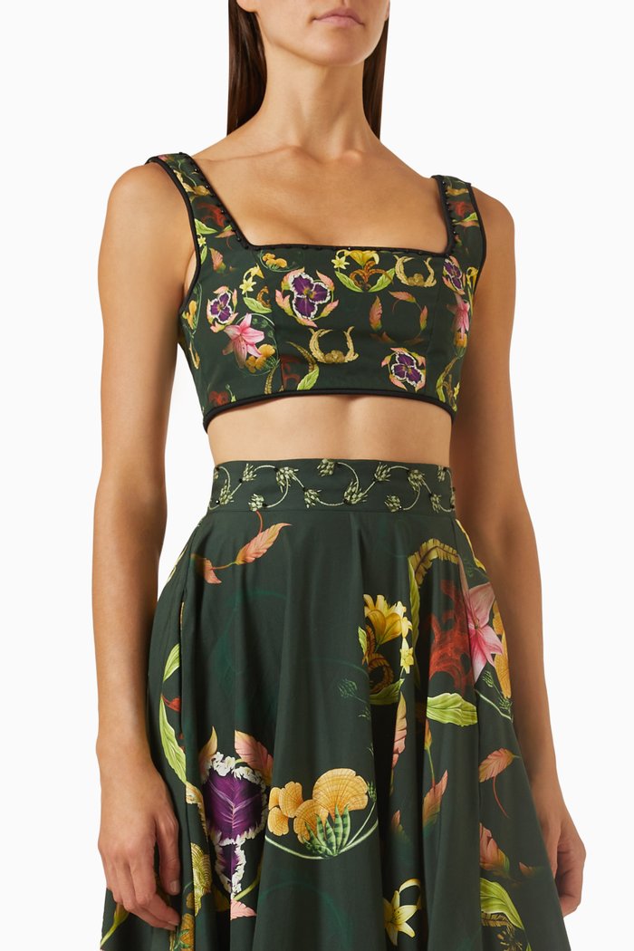 

Amanda Embellished Crop Top in Cotton, Multicolour