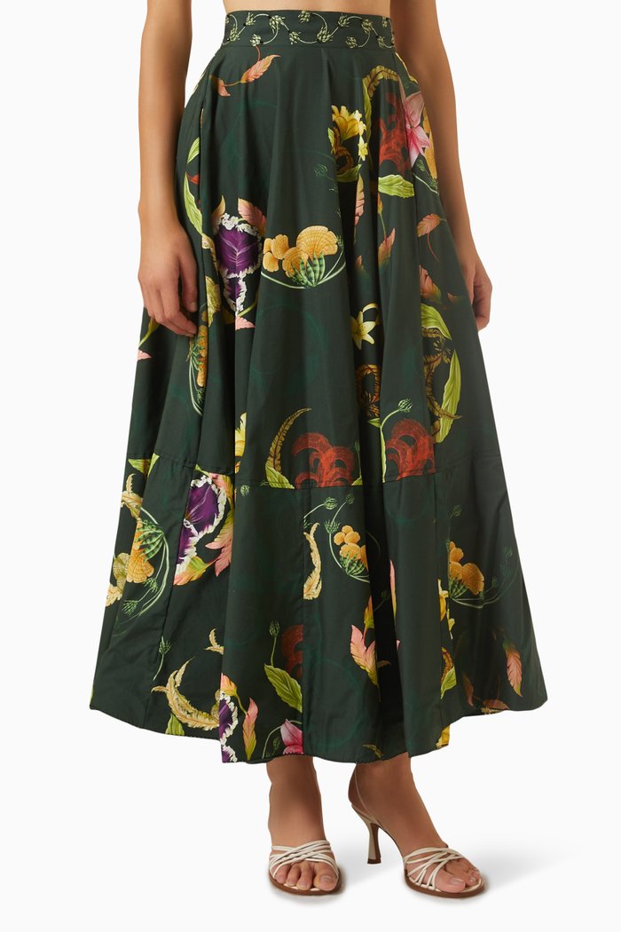 

Bergamota Embellished Maxi Skirt in Cotton, Multicolour